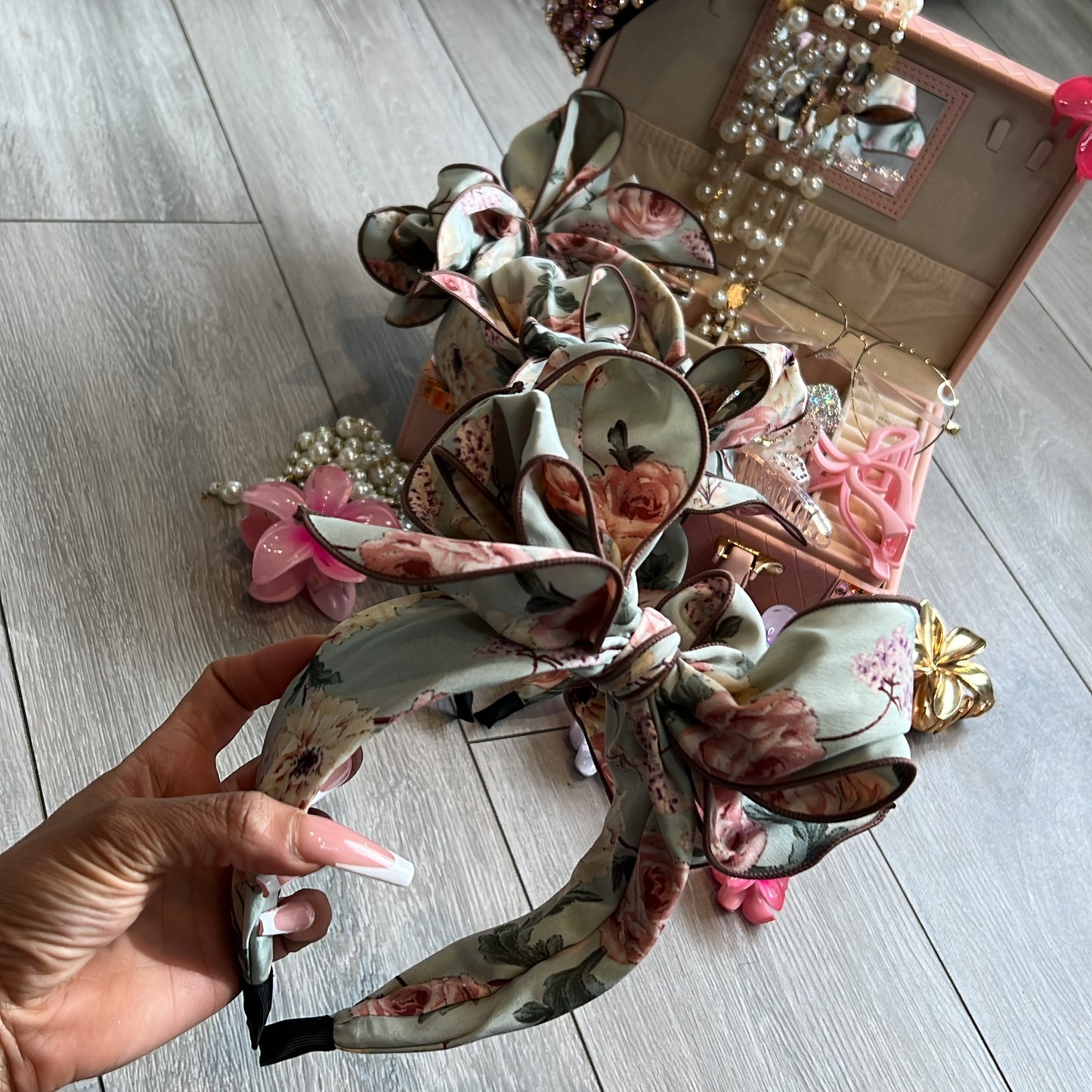 Mint floral headband