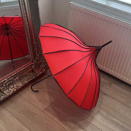 Taj Mahal red umbrella